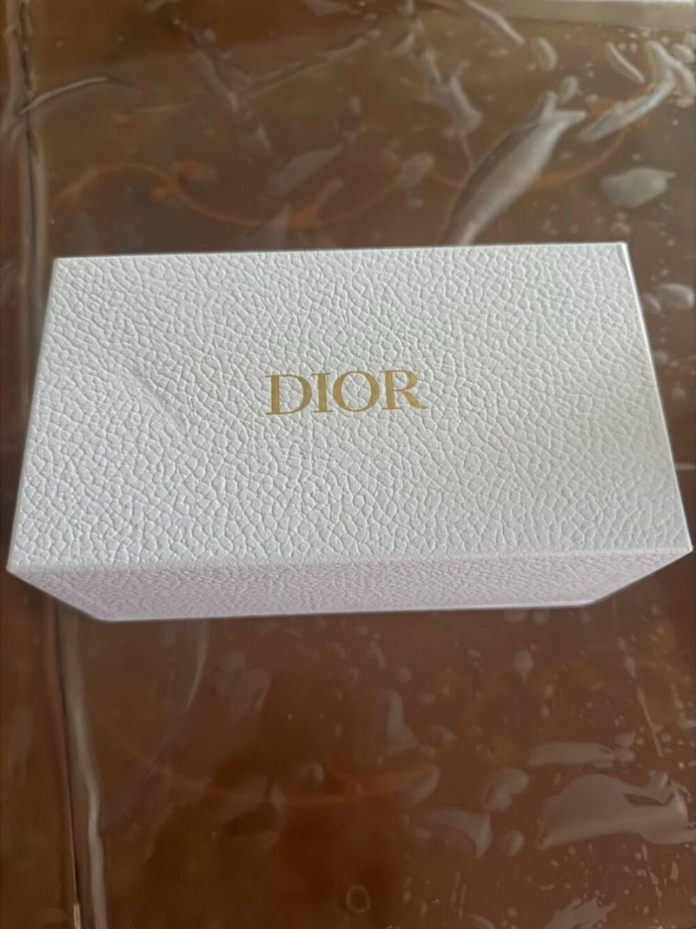 Dior White Textured Box with Gold Logo